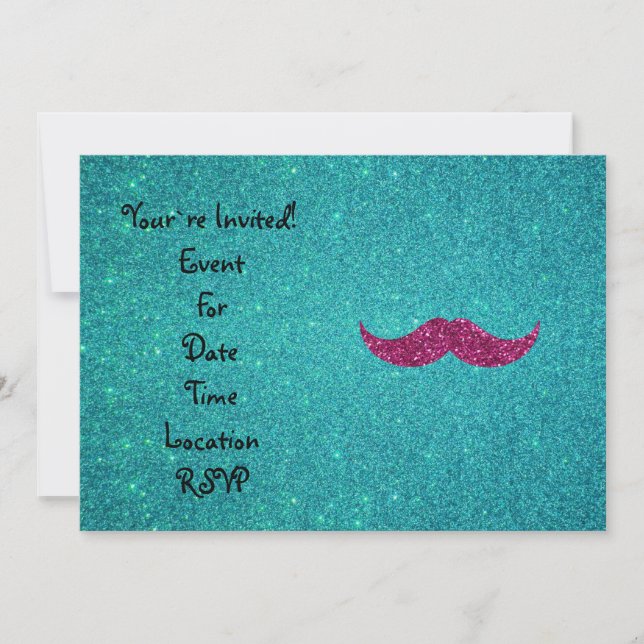 Convite bigode cor-de-rosa (Frente)