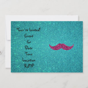 Convite bigode cor-de-rosa