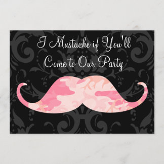 Convite Bigode cor-de-rosa de Camo - bigode de I se você