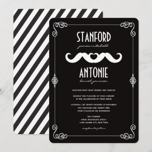 Convite Bigodes Duplos Amam Casamento Gay Clássico Vintage