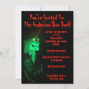 Convite Biker Billy Black e Red Halloween Party