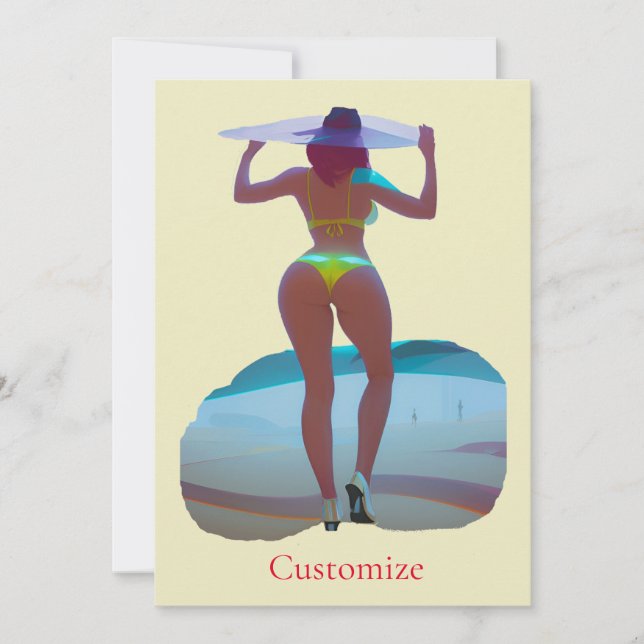 Convite Bikini Booty Beach Girl Thunder_Cove (Frente)