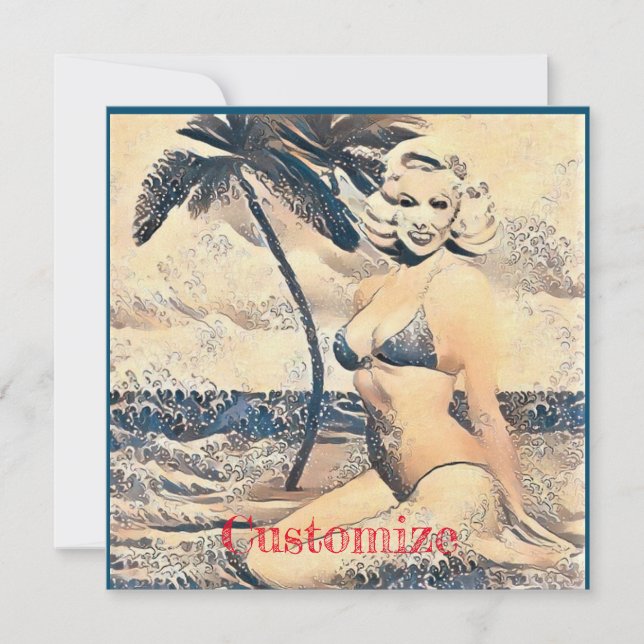 Convite Bikini - Modelo Thunder_Cove da Loira de Kneeling (Frente)