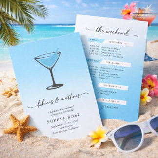 Convite Bikinis and Martinis Tropical Bachelorette Weekend