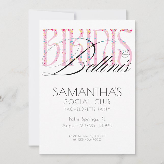 Convite Bikinis & Bellini Beach Bach Bachelorette Tropical (Frente)