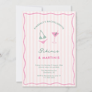Convite Bikinis Desenhados à Mão & Martinis Fim de Semana