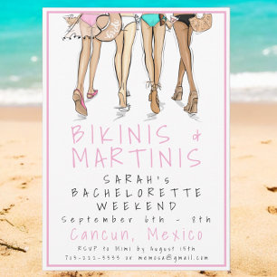 Convite Bikinis e Martinis Fim de Semana de Solteira na Pr
