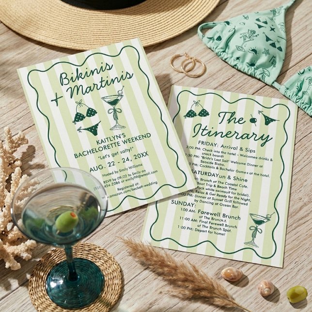 Convite Bikinis e Martinis Itinerário da Festa de Despedid (Criador carregado)