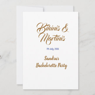 Convite bikinis & martinis bachelorette party name brown 