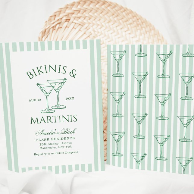 Convite Bikinis & Martinis - Bachelorette Verde (Criador carregado)