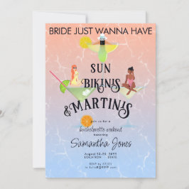 Convite Bikinis & Martinis Beach Tropical Hen Bachelorette