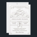 Convite Bilhete Antiquado Vintage Bat Mitzvah<br><div class="desc">Um design temático formal,  elegante,  mas divertido,  que empresta elementos de um tíquete de admissão vintage. As cinzas francesas em vez de pretas dão-lhe uma sensação mais moderna. Escolha seu tipo de papel,  corte o chip e altere as cores conforme desejado.</div>