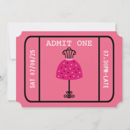 Convite Bilhete da Noite da Festa do Glam Fashion Show