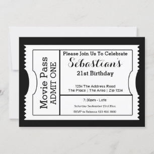 Convite Bilhete de Admissão do Partido Noveleiro Preto e B