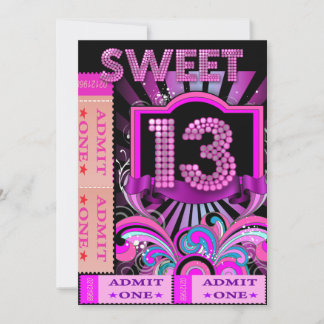 Convite Bilhete de admissão para festa de 13 anos doce 13º