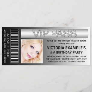 Convite Bilhete de Admissão VIP Festa de Aniversário