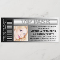 Bilhete de admissão VIP para festa de aniversário