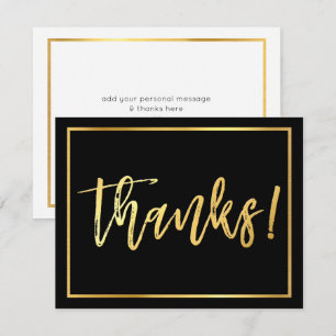 Convite BILHETE DE AGRADECIMENTO letra à mão dourada em pr