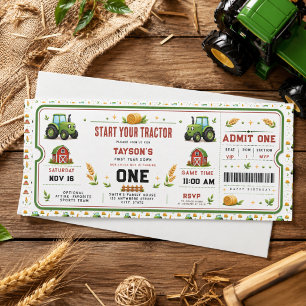 Convite Bilhete de Aniversário de 1 Ano da Fazenda do Trat