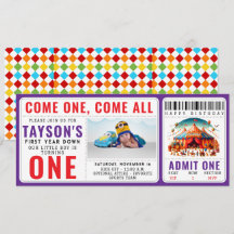 Bilhete de Aniversário de 1 Ano do Circo Carnaval 