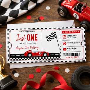 Convite Bilhete de Aniversário de 1 Ano do Menino Carro de