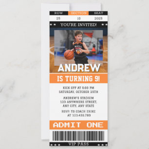 Convite Bilhete de Aniversário de Basquete Pessoal com ima