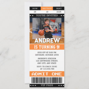 Convite Bilhete de Aniversário de Basquete Pessoal com ima