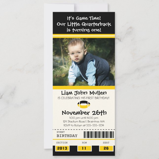 Convite Bilhete de Aniversário de Futebol (Frente)