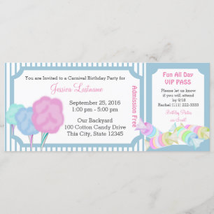 Convite Bilhete de aniversário do doce Carnaval