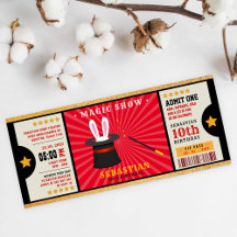 Bilhete de aniversário do espetáculo de magia de o