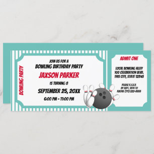 Convite Bilhete de Aniversário do Partido boliche