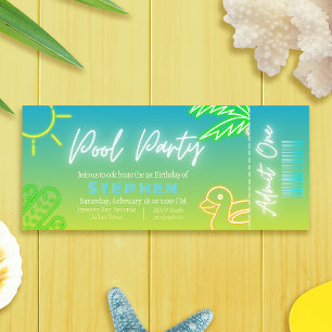 Convite Bilhete de Aniversário do piscina Party