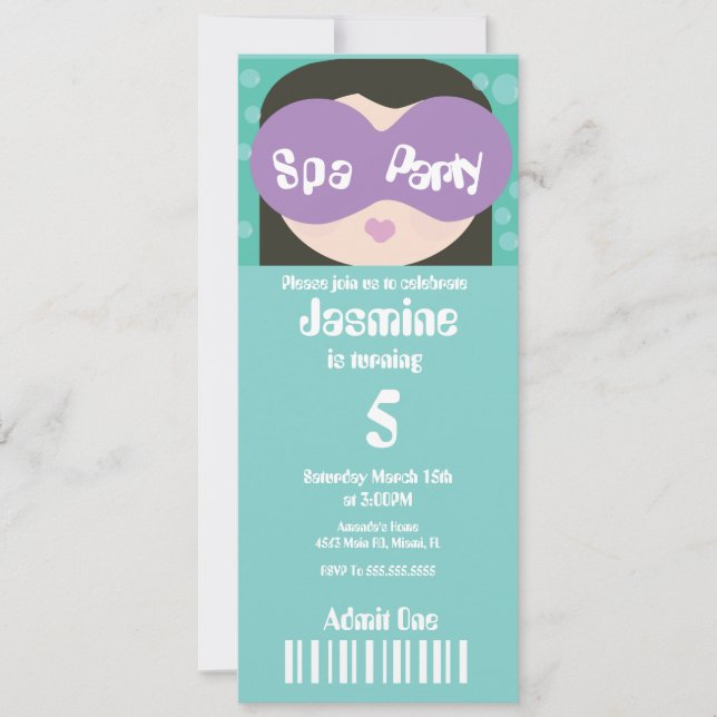 Convite Bilhete de Aniversário Estilo Spa Beleza (Frente)