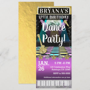 Convite Bilhete de Aniversário para Pista de Dança e Bola 