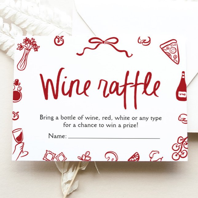 Convite Bilhete de Arco Negro Elegante Moderno (Modern Elegant Black Bow Wine Raffle Game Ticket)