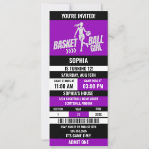 Convite Bilhete de Basquete Aniversário, Jogadora de Basqu