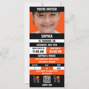 Convite Bilhete de Basquete Aniversário, Jogadora de Basqu