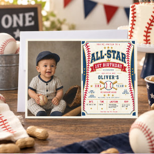 Convite Bilhete de Beisebol All-Star para 1º Aniversário d