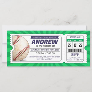 Convite Bilhete de beisebol aniversário Novato do Ano