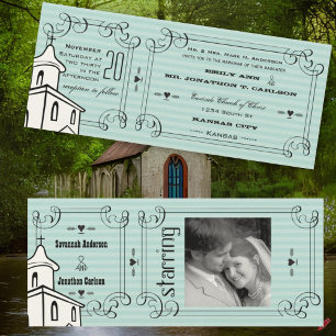 Convite Bilhete de Capela Romântica de Qualquer Cor Fotogr