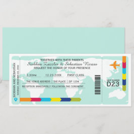 Convite Bilhete de Casamento de Passagem de Embarque de Vi