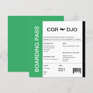 Convite Bilhete de Casamento de Passagem de Embarque viage