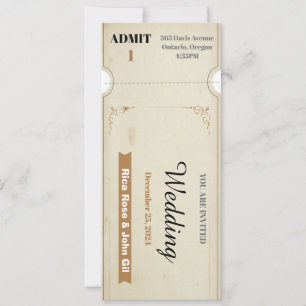 Convite Bilhete de casamento vintage grátis