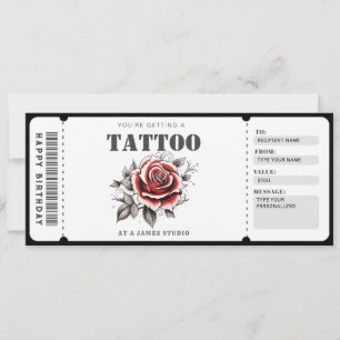 Convite Bilhete de Certificado de Presente de Tatuagem Per