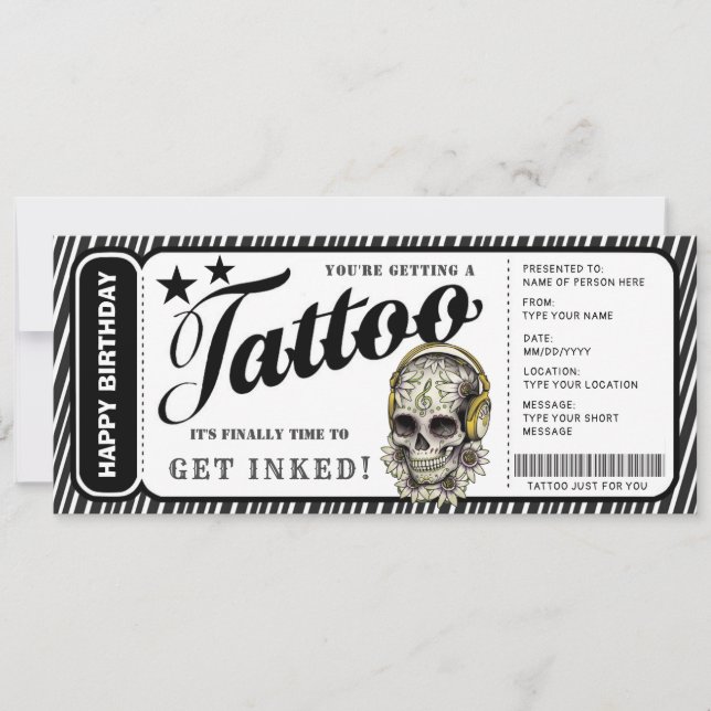 Convite Bilhete de Certificado de Presente de Tatuagem Per (Frente)
