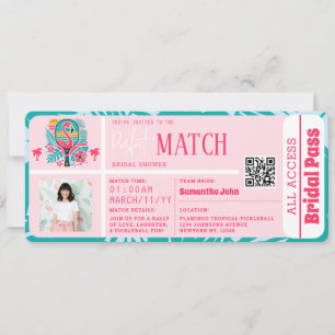 Convite Bilhete de Chá de panela Tropical Flamingo Pickleb