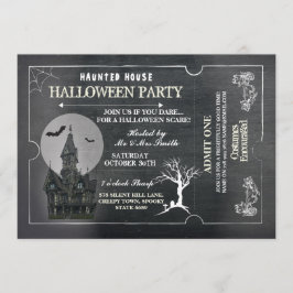 Convite Bilhete de Chalk de Halloween para Convidar Horror