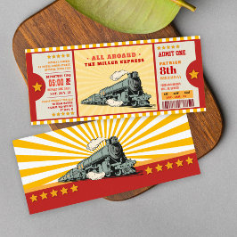 Convite Bilhete de Comboio Amarelo Passagem de Embarque de