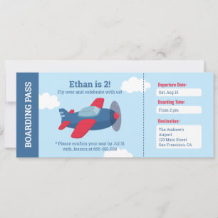 Convite Bilhete de Companhia Aérea para Meninos Festa de A