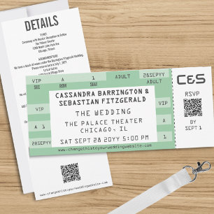 Convite Bilhete de Concerto Retrô Tudo-em-Um Casamento Ver